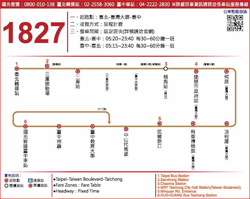 台北到台中/台中到台北⚡️客運/火車/高鐵的票價與時間 4 國光客運1827