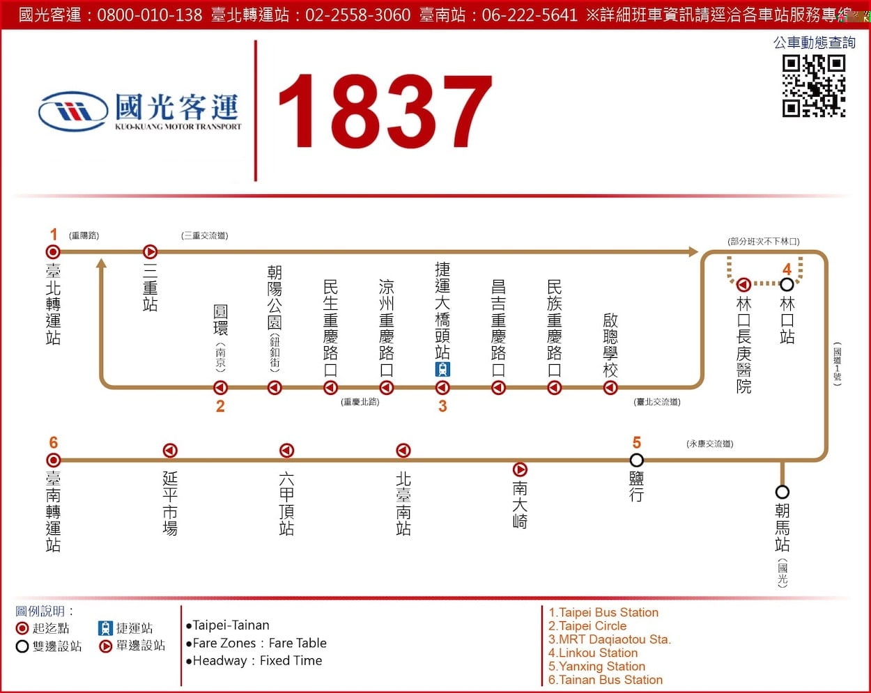 國光客運1837路線圖